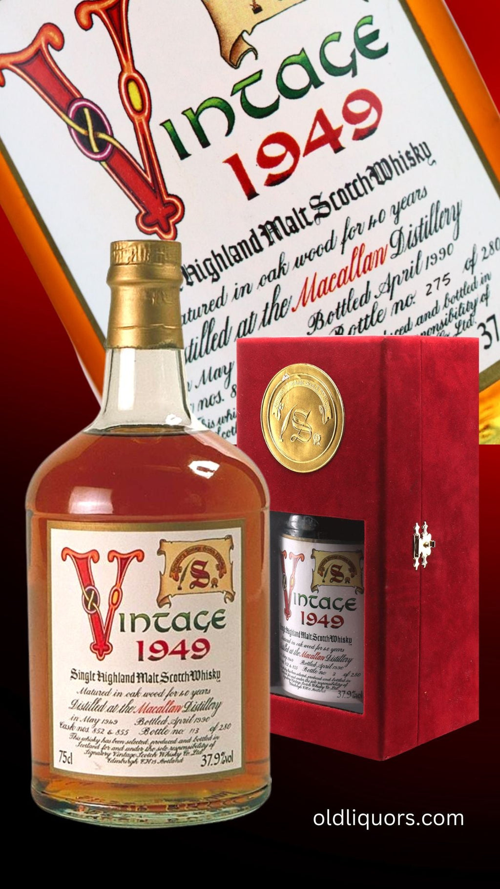 1949 Signatory Vintage Macallan 40 Year Old Single Malt Scotch Whisky - Old Liquors